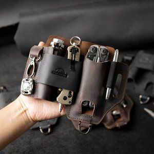 Every Day Carry Leather Multitool Sheath, Tool Belt Organizer